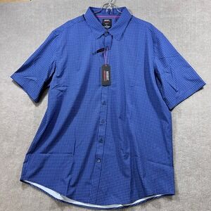 MIX&NY Mens Performance Slim Fit Short Sleeve Button Down Shirt 2XL Blue